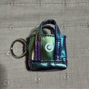 Target Iridescent Mini Tote Keychain in Green-Purple Sheen